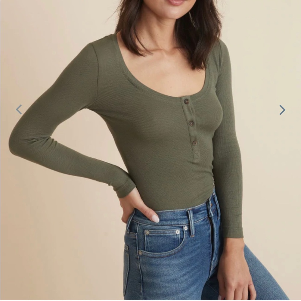 Ribbed Longsleeve Henley (Olive)